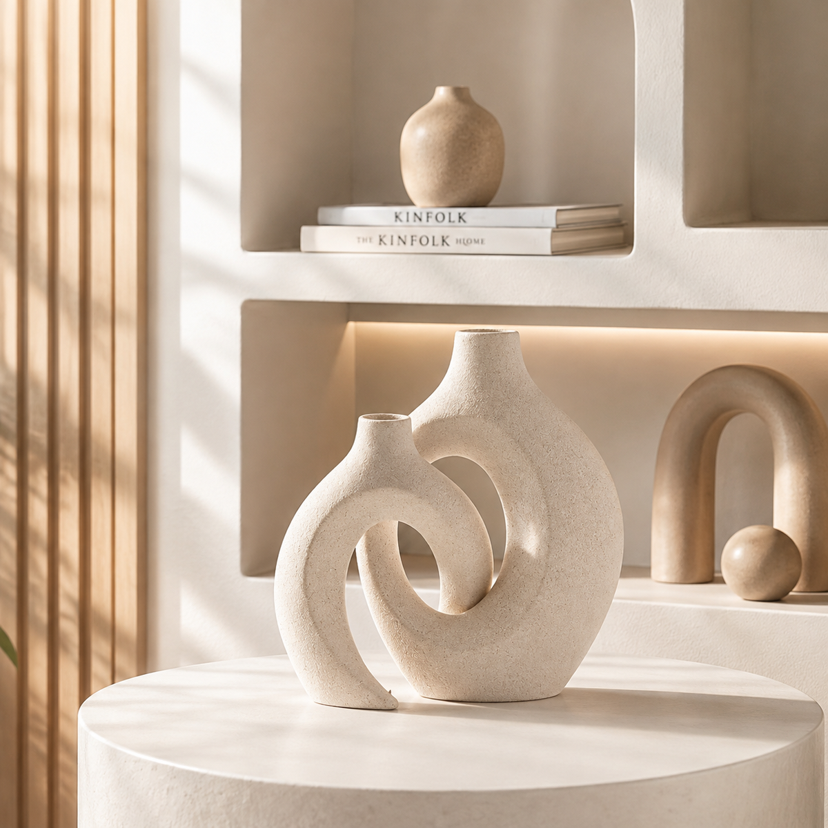 Duo de Vases Céramique Blanc Design Scandinave