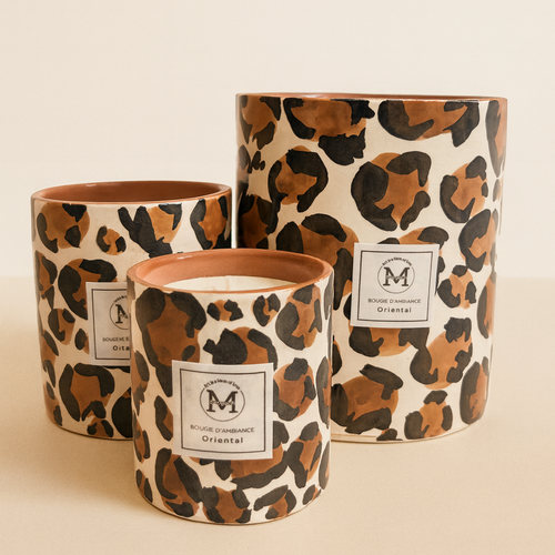 Bougie parfumée artisanale- Senteur Oriental - Design léopard