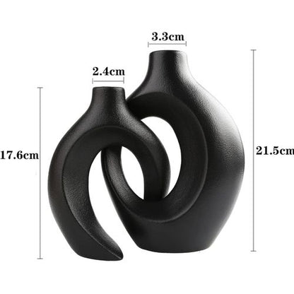 Duo de Vases Céramique Noir Design Scandinave