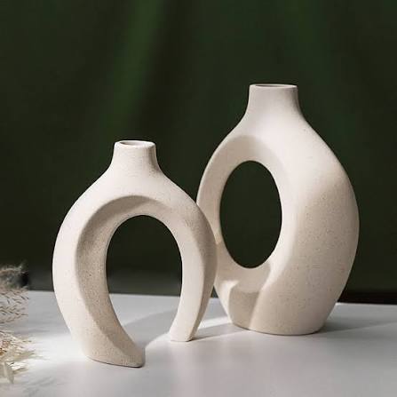 Duo de Vases Céramique Blanc Design Scandinave