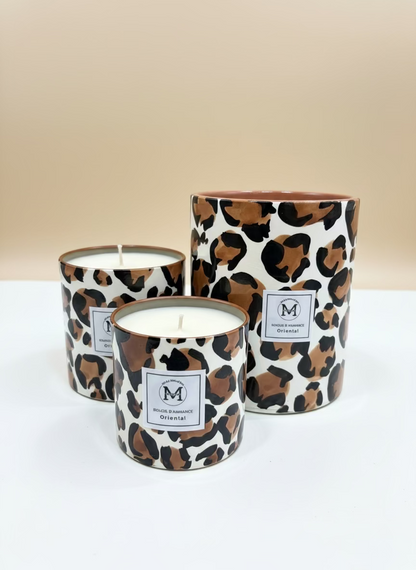 Bougie parfumée artisanale- Senteur Oriental - Design léopard